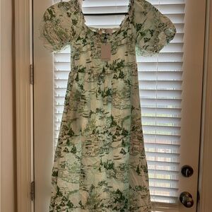 Sugar Green and White Graphic Dress